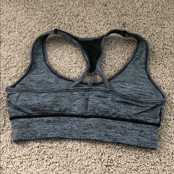 Grey and Black Sports Bra with Cute Back Design - Picture 2 of 3